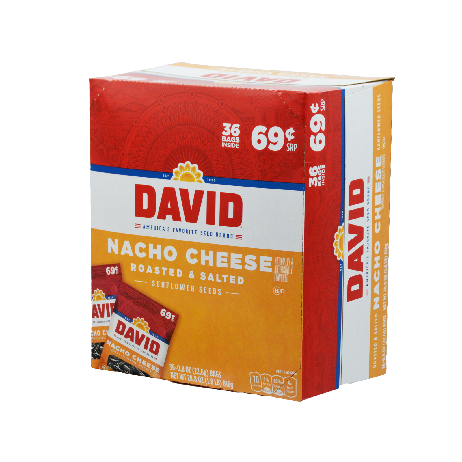 DAVID, SUNFLOWER SEEDS, CHEESE 69 C T ( .8 OZ ) 36 CT