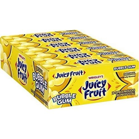 WRIGLEYS, JUICY FRUIT, BUBBLE GUM 18 CT