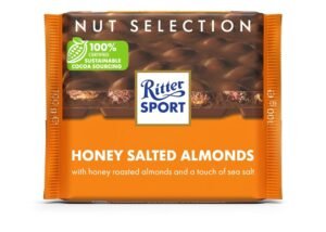 RITTER SPORT, MILK CHOCOLATE WITH HONEY SALTED ALMOND 11 CT