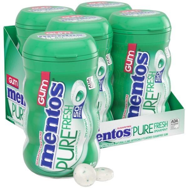 MENTOS GUM SPEARMINT , BOTTLES 4 CT *NEW*