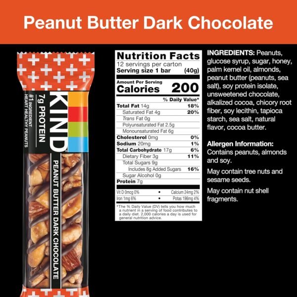 KIND BAR, PEANUT BUTTER DARK CHOCOLATE 12 CT *616* - Image 7