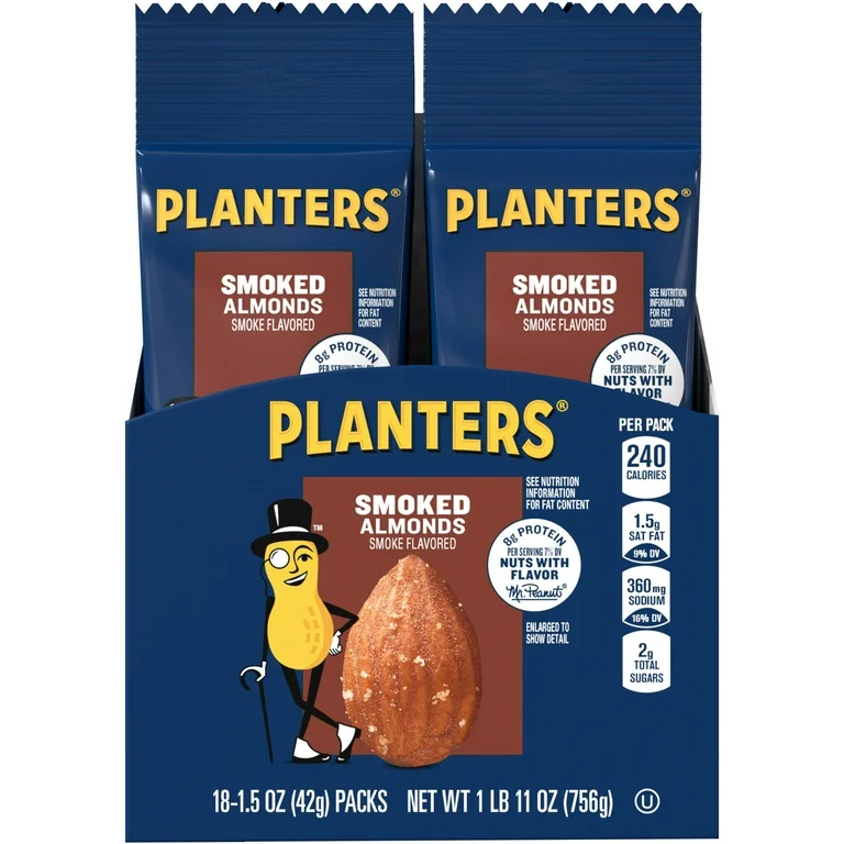 PLANTERS, TUBE, SMOKE ALMOND 18 CT