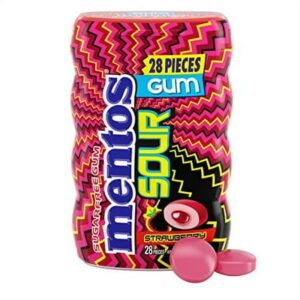 PERFETTI MENTOS  GUM  BOTTLE  SF SOUR STRAWBERRY 28 PC