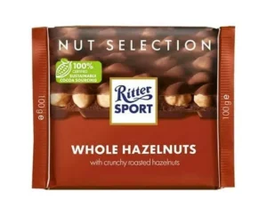 RITTER SPORT MILK CHOCOLATE WITH WHOLE HAZELNUTS X10 100G
