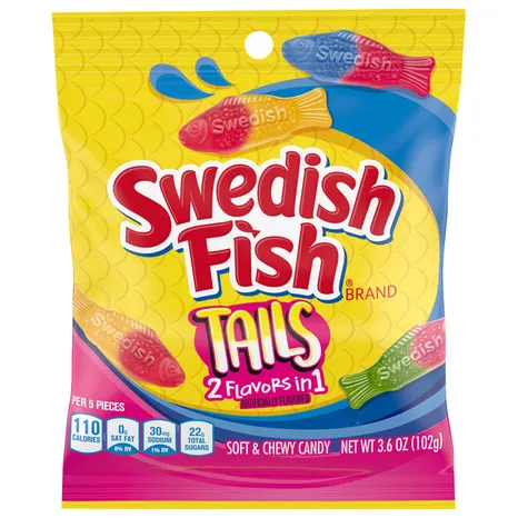 SWEDISH FISH ASSTD BIG TAILS PEG 3.6OZ 12CT