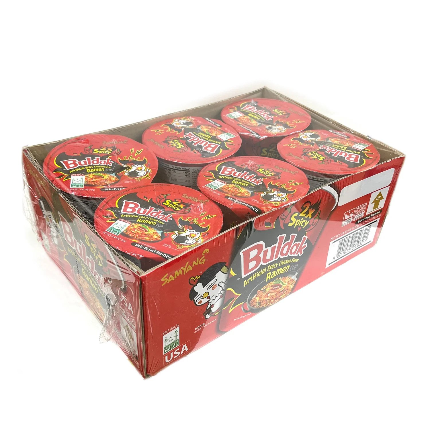 BULDAK, CUP RAMEN X2 SPICY CHICKEN FLAVOR NOODLE BLACK x 6