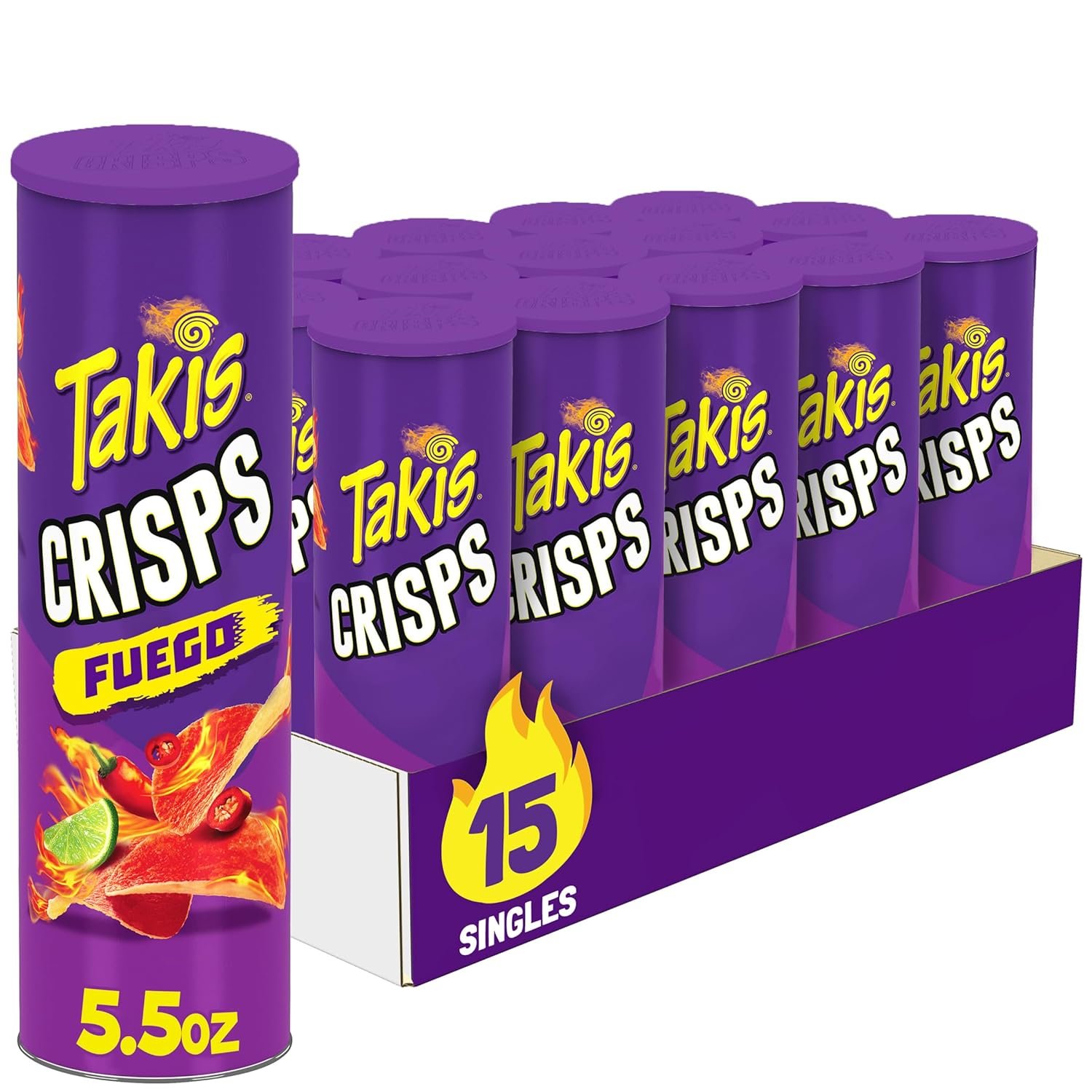 TAKIS FUEGO SPICY POTATO CRISPS 15 CT 5.5 OZ