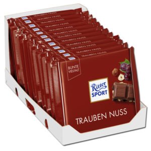 RITTER SPORT RAISINS & HAZELNUTS ( TRAUBEN-NUSS) 12 X100 G
