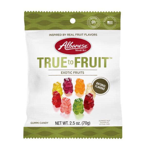 ALBANESE TRUE TO FRUIT EXOTIC FRUITS GUMMIES, 2.5OZ X12 CT