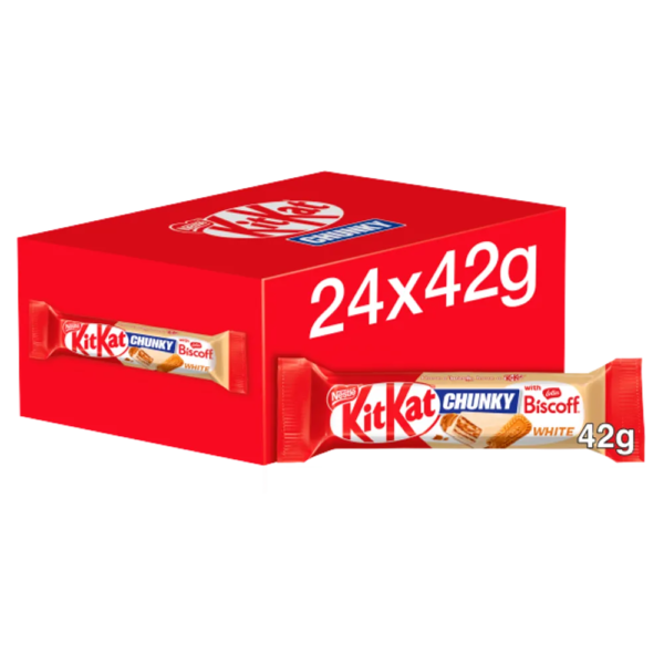 KIT KAT CHUNKY BISCOFF  , WHITE CHOCALTE 24 CT