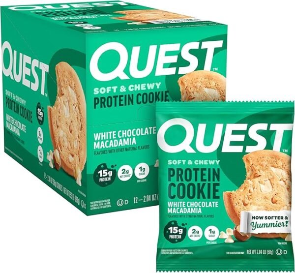 QUEST PROTEIN COOKIE WHITE CHOCOLATE MACADAMIA 2.08 OZ X 12 CT