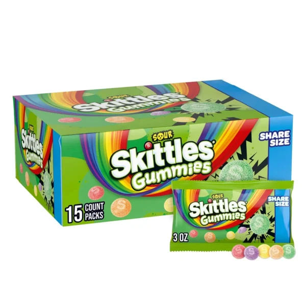 SKITTLES GUMMIES SOUR SHARE SIZE 3 OZ X 15 CT