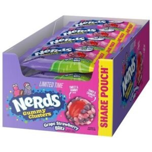 NERDS GUMMY CLUSTERS GRAPE STRAWBERRY BLITZ 3 OZ X 12 CT