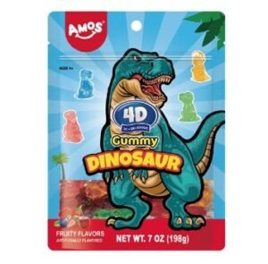 AMOS 4D DINOSAUR FRUIT GUMMY  6 OZ X12 CT