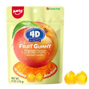 AMOS 4D PEACH BURST FRUIT GUMMY  6 OZ X12 CT