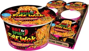 NISSIN BOWL NOODLE SPICY FIRE WOK SCORCHIN SESAME SHRIMP 6 CT
