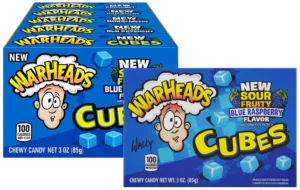 WARHEAD BLUE RASPBERRY CUBES, 3 OZ 12 CT THEATER BOX