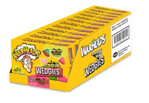 WARHEADS SOUR WEDGIES CHEWY CANDY 4 OZ 12 CT THEATER BOX (YELLOW)