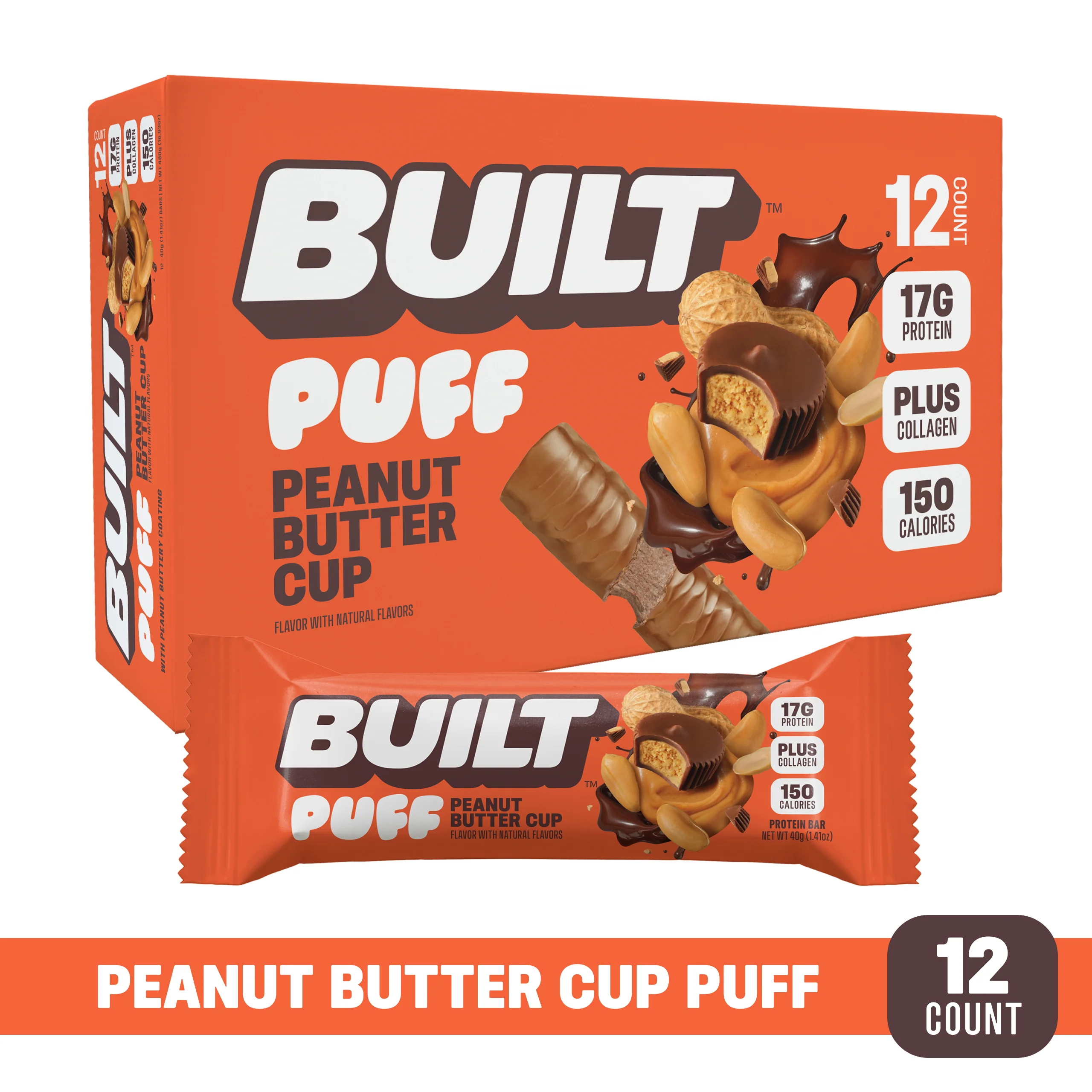 BUILT PROTEIN BAR PUFF PEANUT BUTTER CUP 12 CT