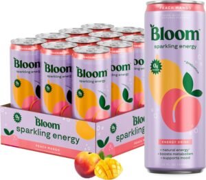 BLOOM PEACH MANGO ENERGY DRINK ZERO SUGAR 12 OZ 12 CT