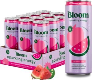 BLOOM STRAWBERRY WATERMELON  ENERGY DRINK ZERO SUGAR 12 OZ 12 CT