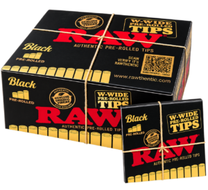 RAW BLACK W-WIDE PRE-ROLLED TIPS 20 CT